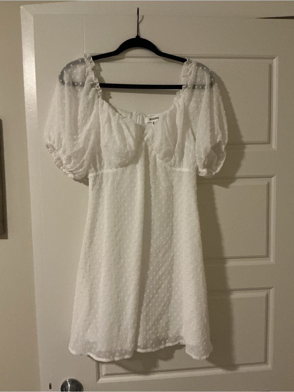 Missguided White Swiss Dot Puff Sleeve Mini Dress